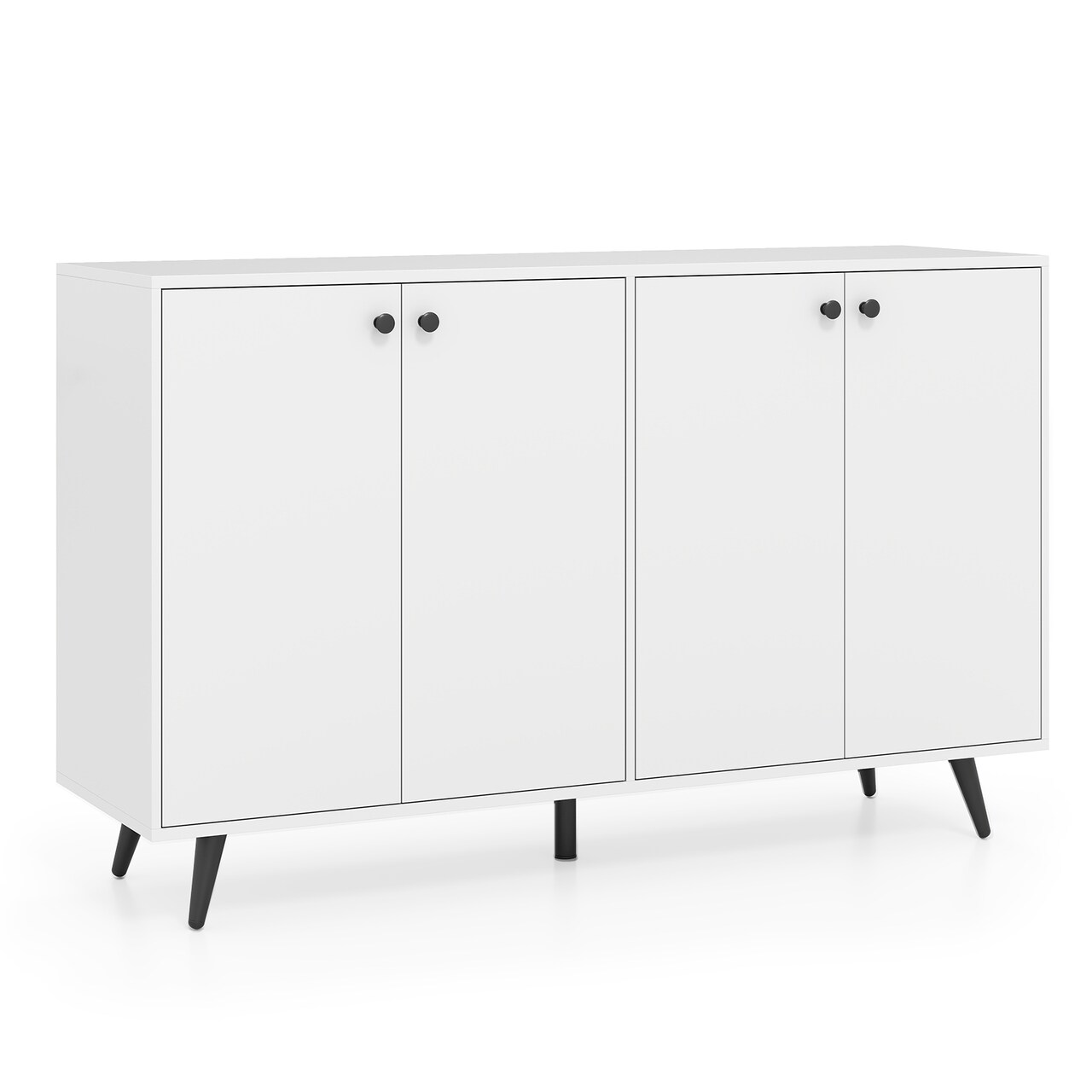 White Black Buffet Sideboard 4 Door Storage Cabinet Adjustable Shelves